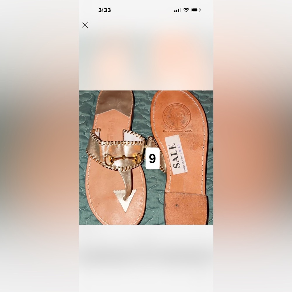 Women’s Brown Leather Thong Sandals with Gold Accent